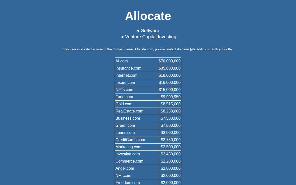 Allocate website preview