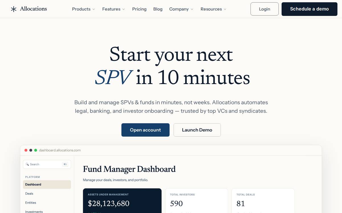 Allocations website preview