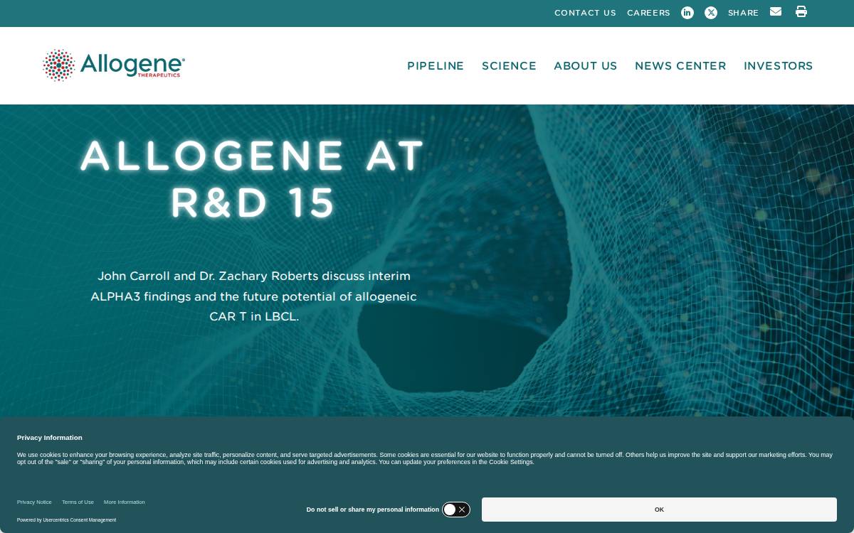 Allogene Therapeutics website preview