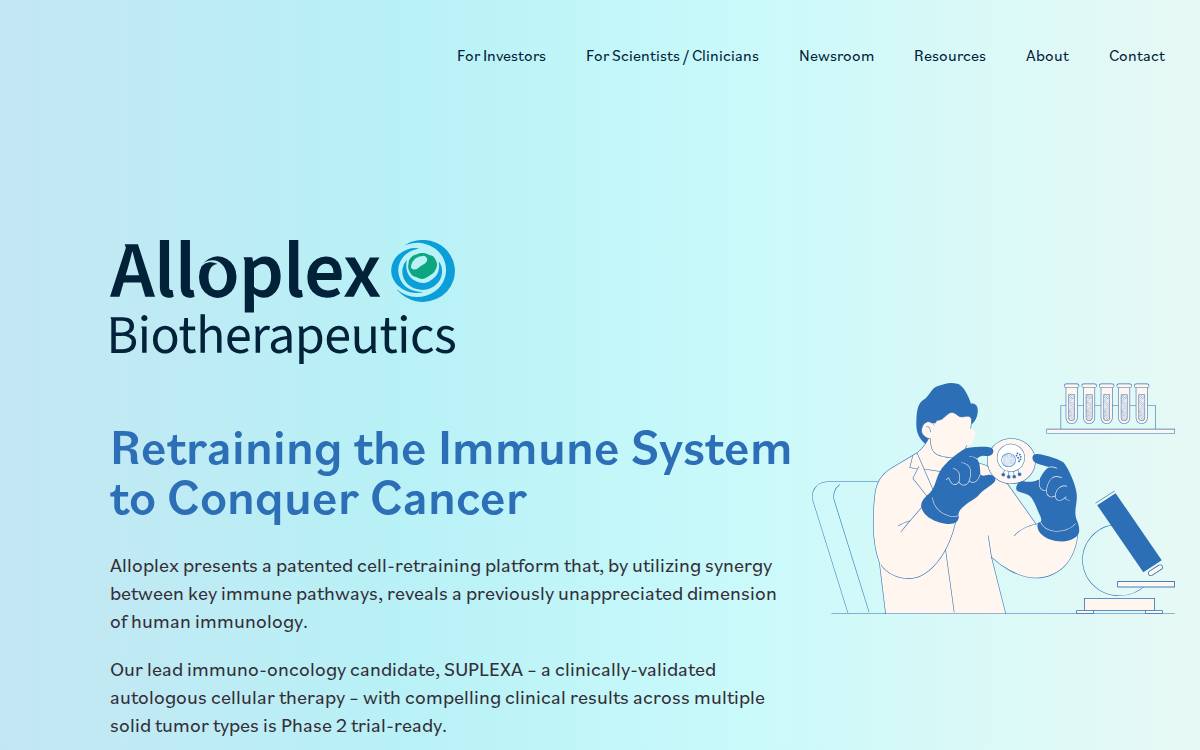 Alloplex Biotherapeutics website preview