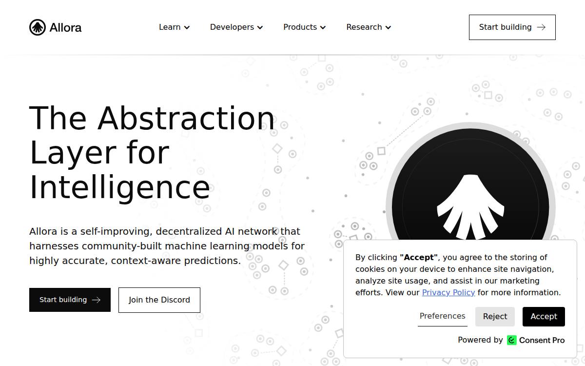 Allora website preview