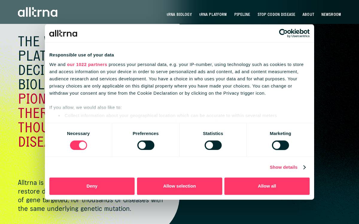 AllTrna website preview