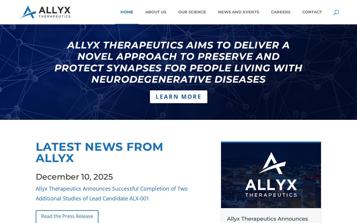 Allyx Therapeutics, Inc. website preview