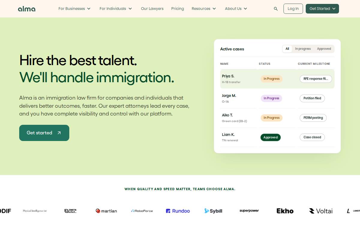 Alma website preview