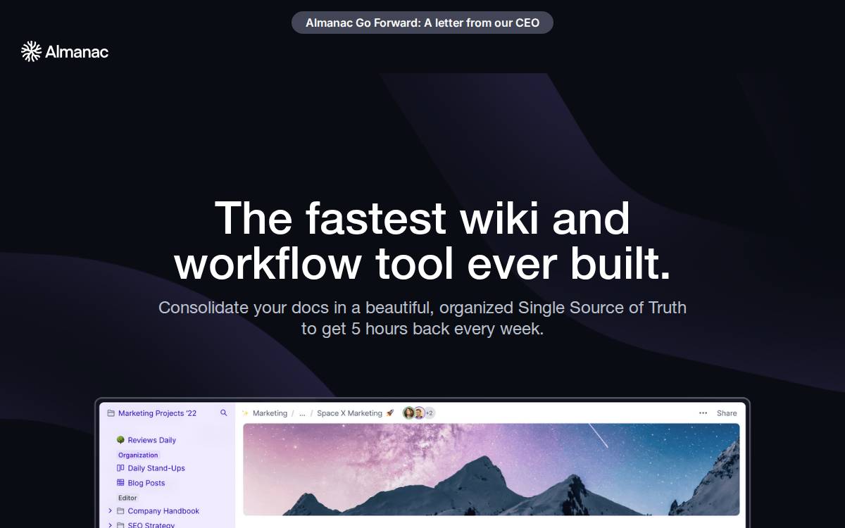 Almanac website preview