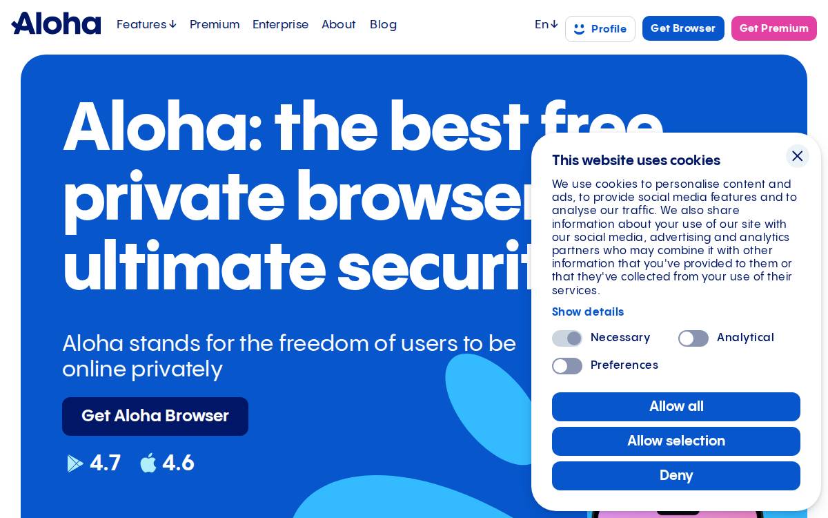 Aloha Browser website preview