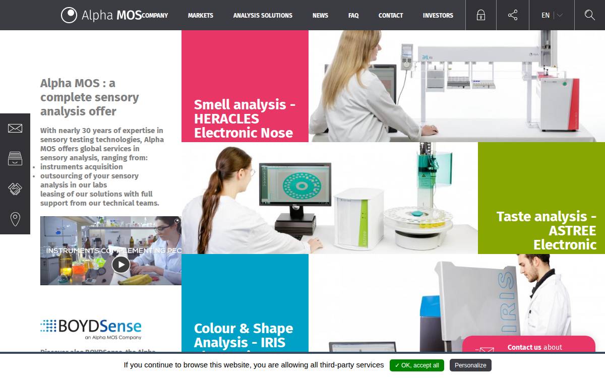 Alpha MOS website preview