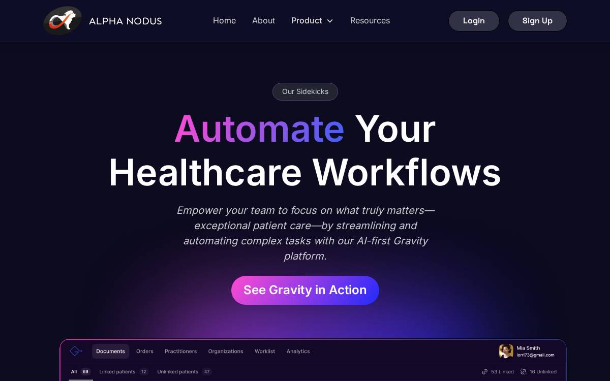 Alpha Nodus website preview