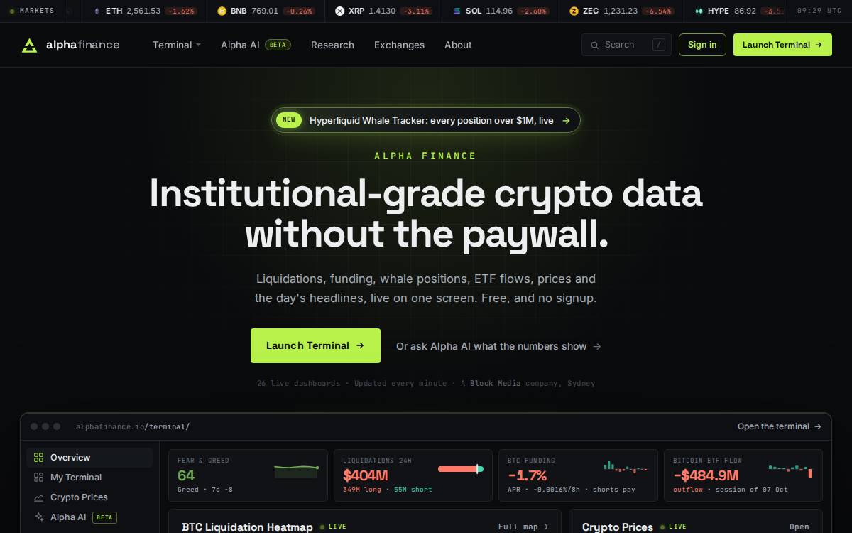 Alphafinance website preview