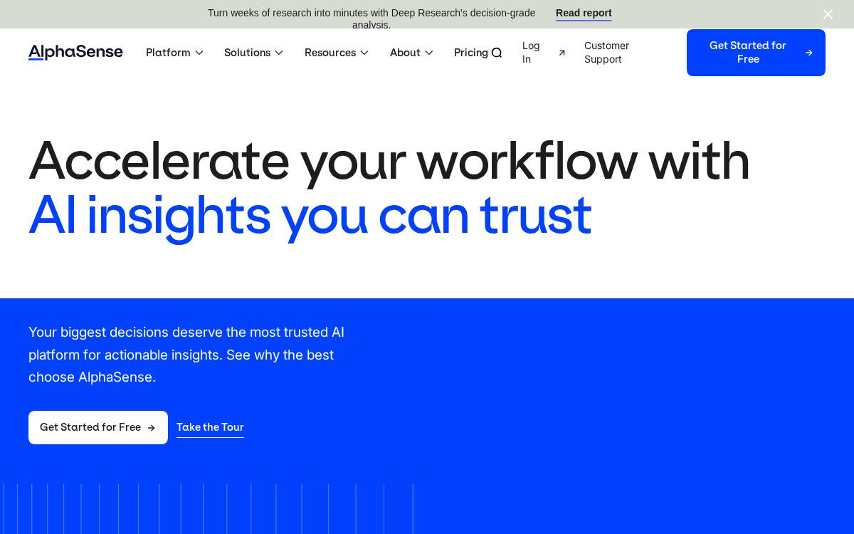 AlphaSense Click here website preview
