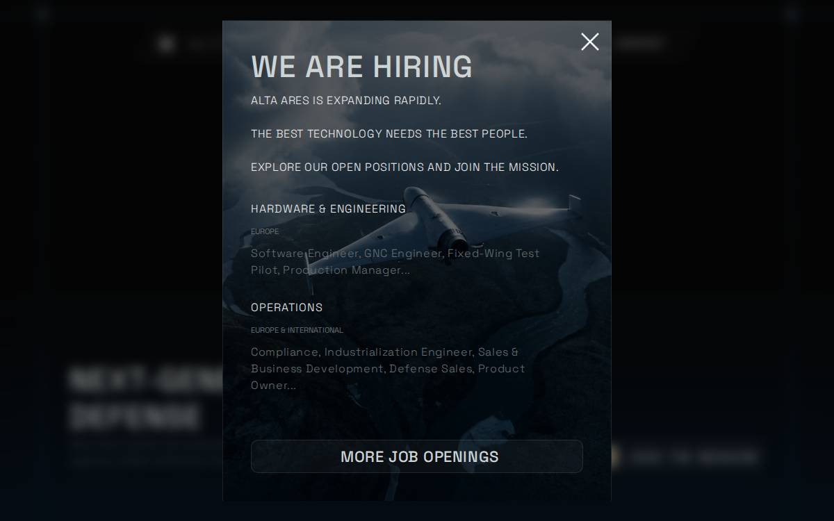 Alta Ares website preview