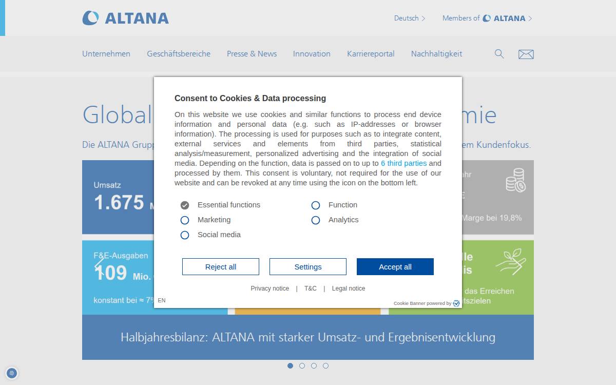 ALTANA AG website preview