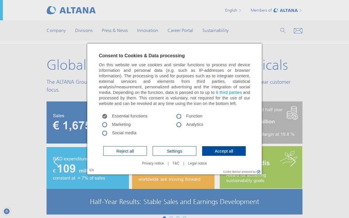 ALTANA AG website preview