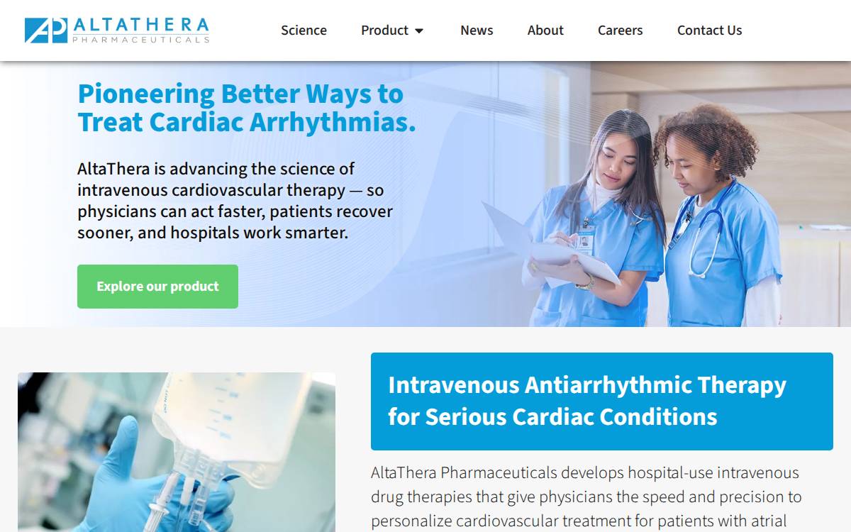 AltaThera Pharmaceuticals website preview