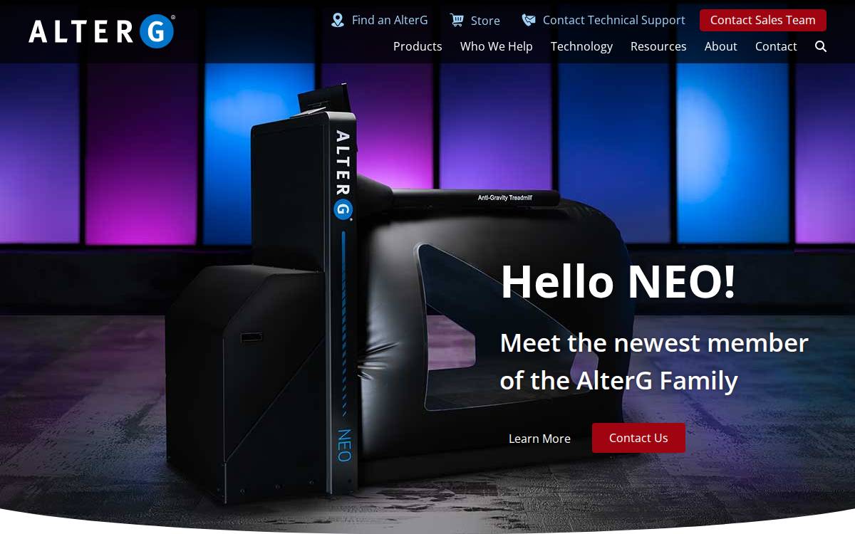 Alterg website preview