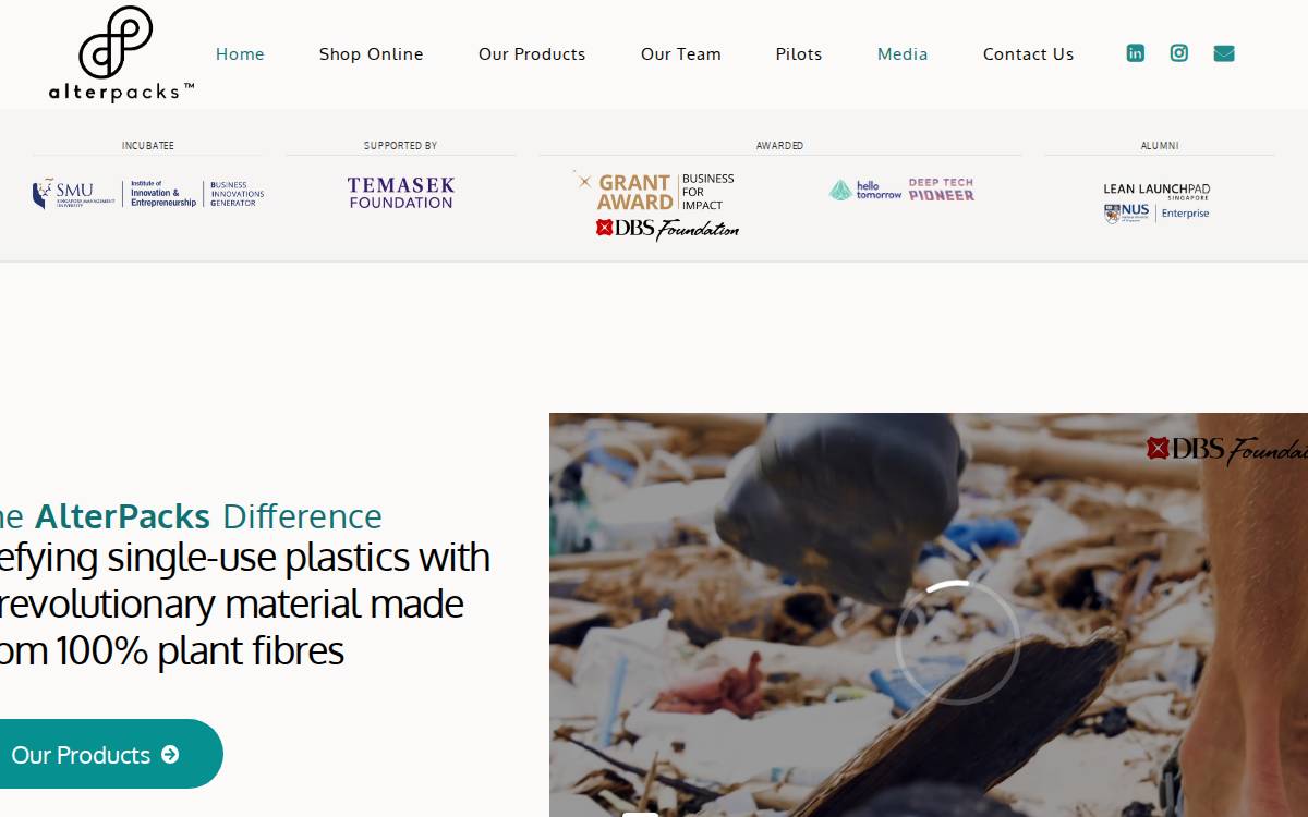 Alterpacks website preview