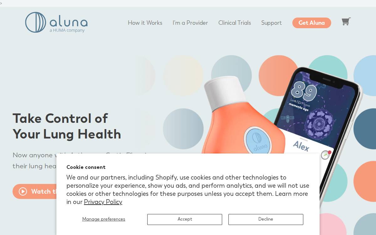 Aluna website preview