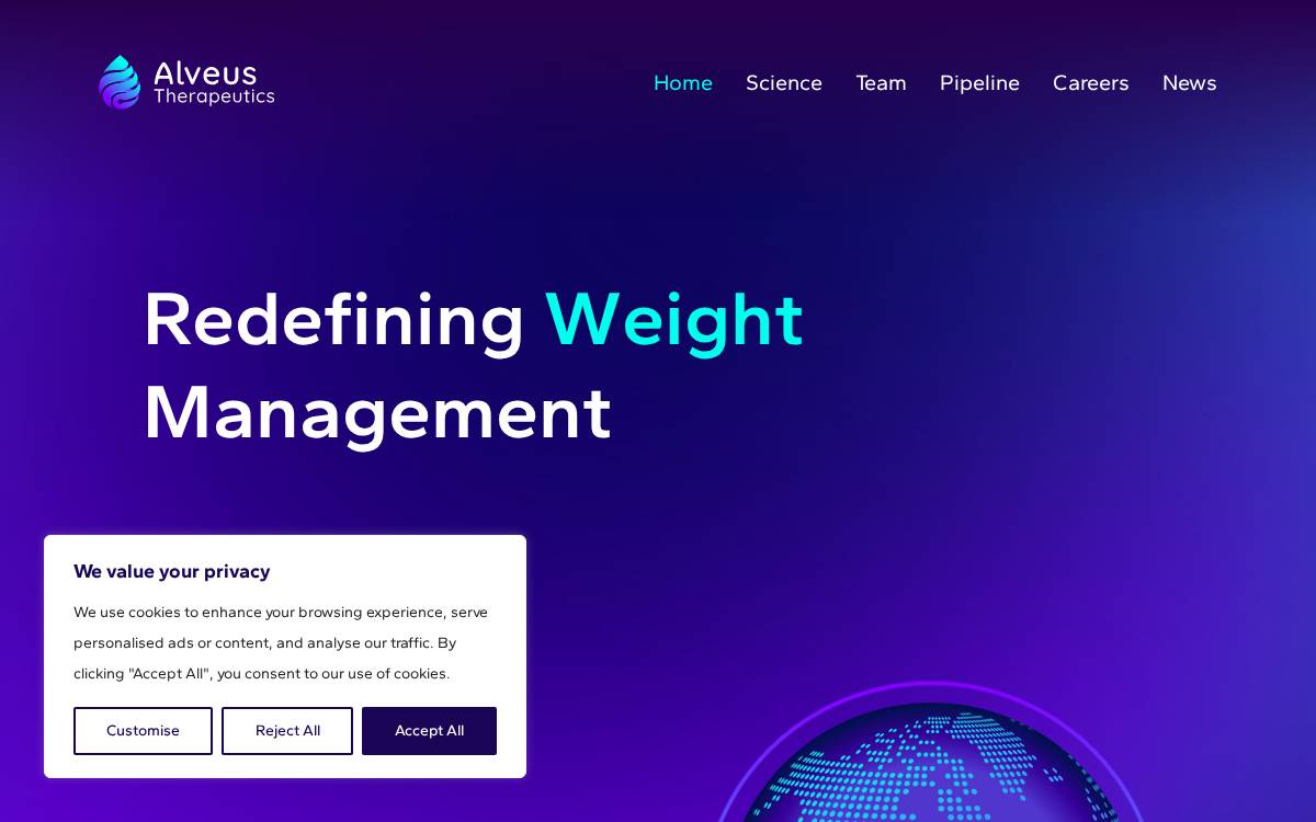 Alveus Therapeutics website preview