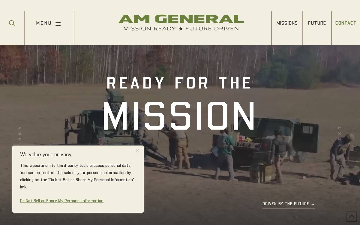 AM General website preview