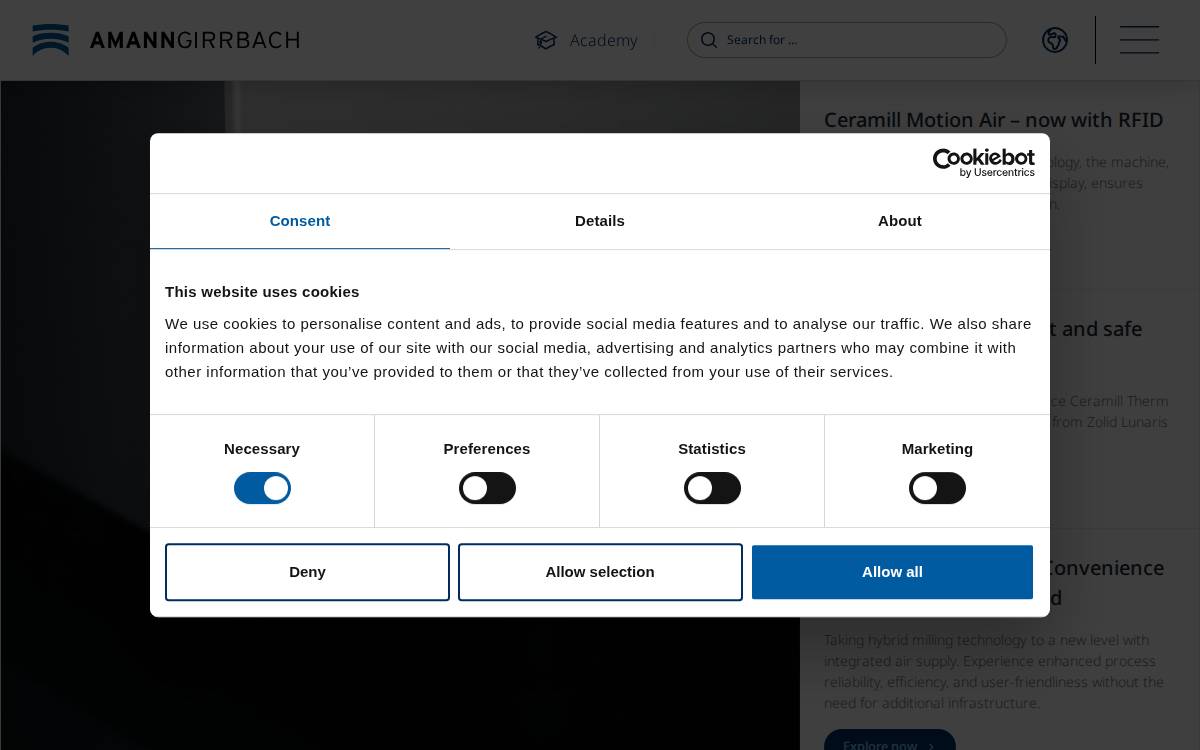 Amann Girrbach website preview