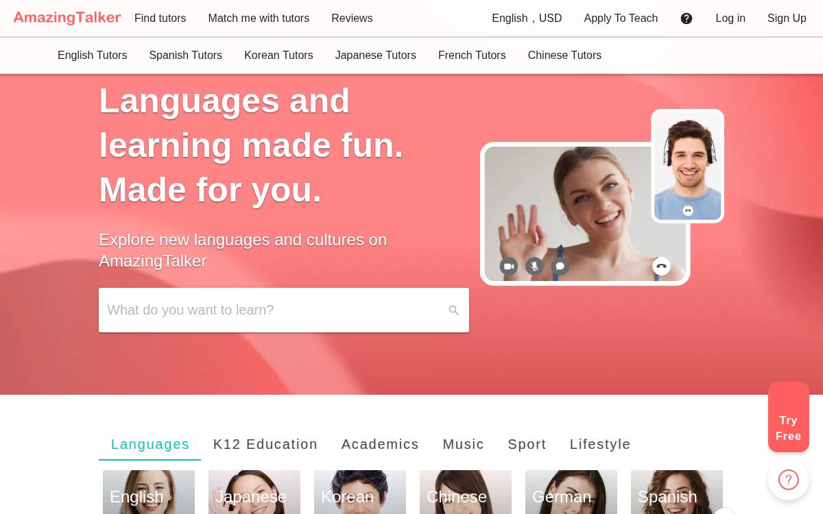 Amazingtalker website preview