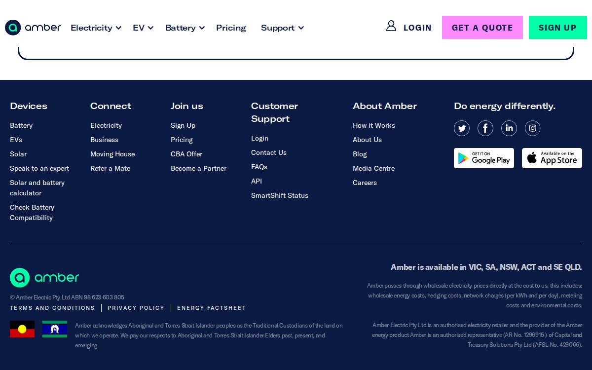 Amber website preview