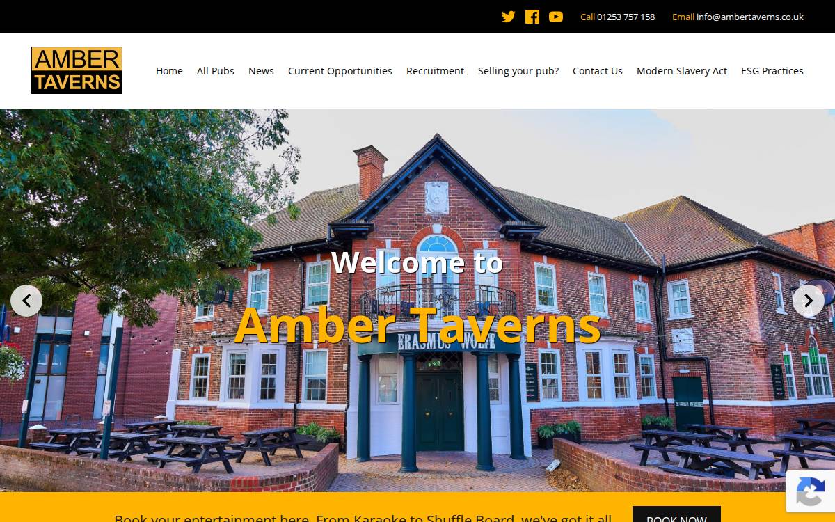 Amber Taverns website preview