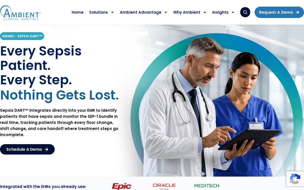 Ambient Clinical Analytics website preview
