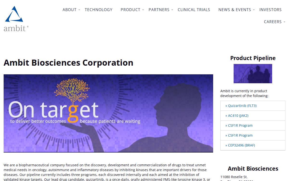 Ambit Biosciences Corporation website preview