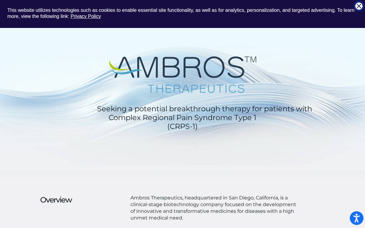 Ambros Therapeutics website preview