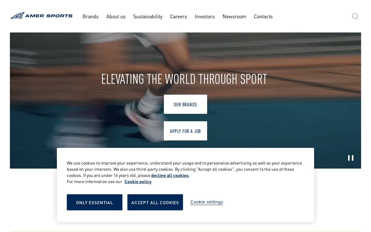 Amer Sports website preview