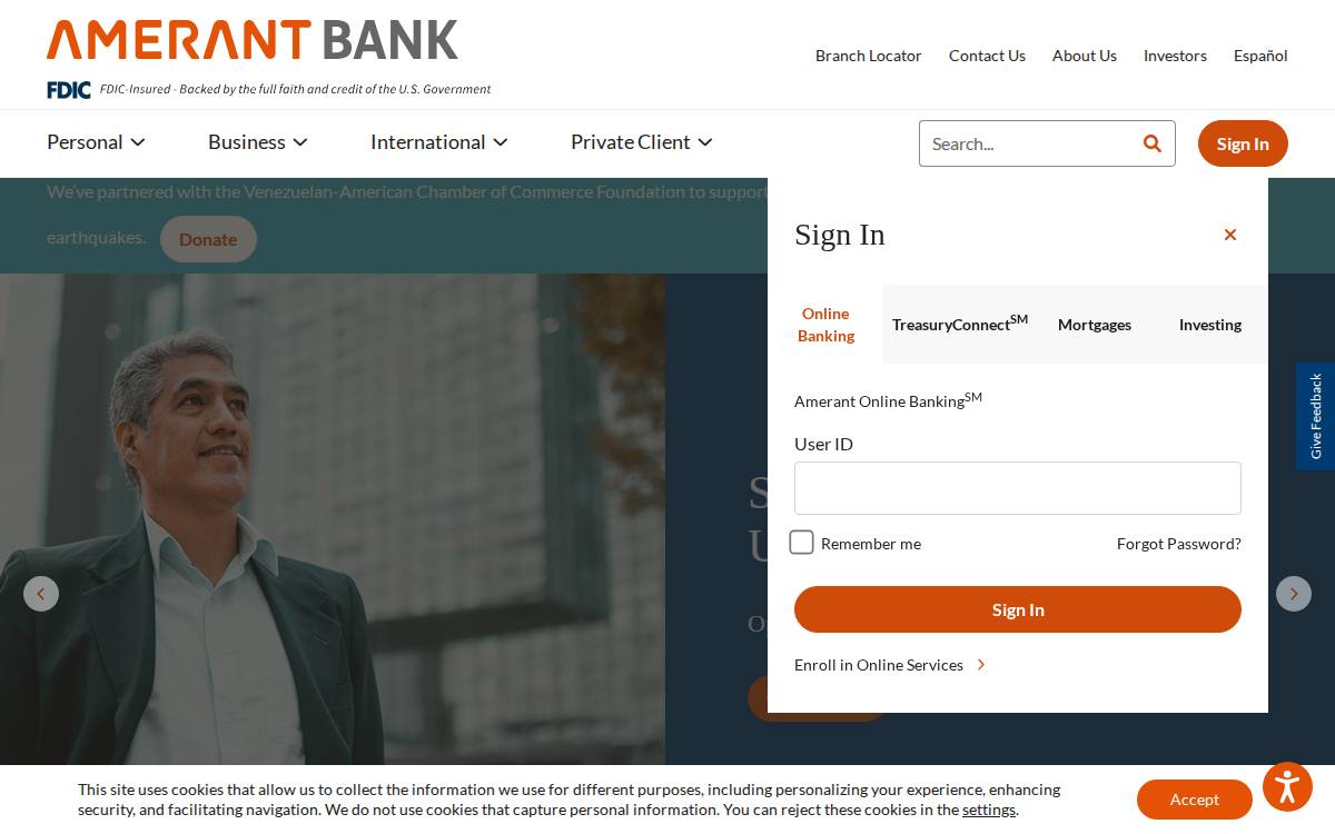 Amerantbank website preview