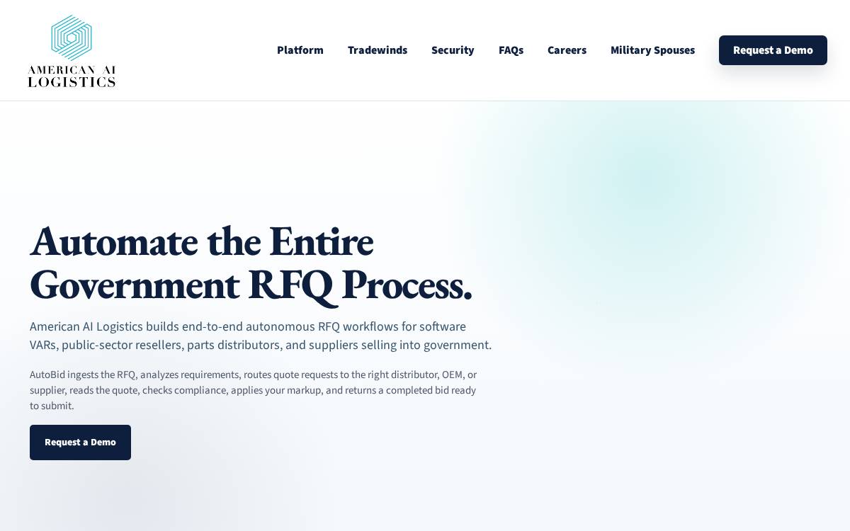 American AI Logistics website preview
