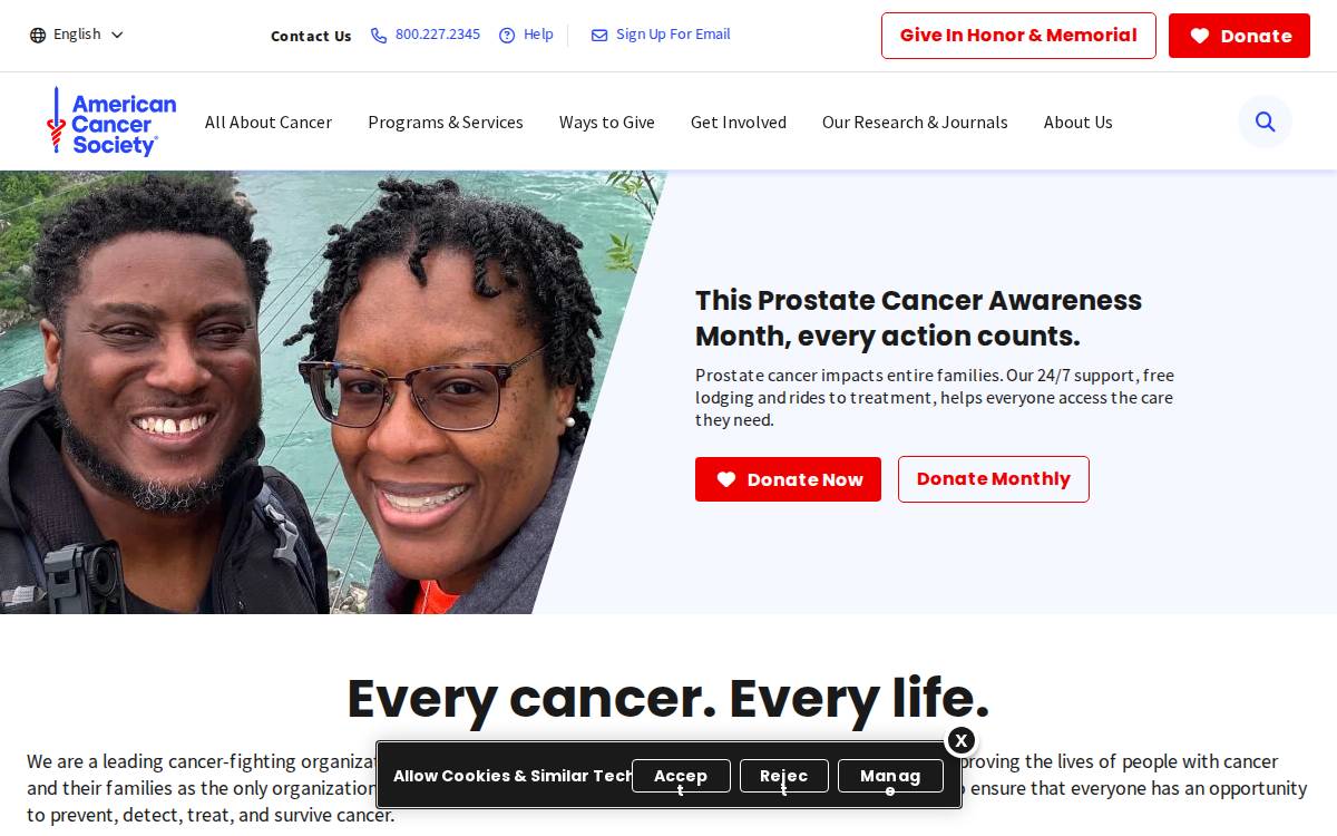 American Cancer Society (ACS) website preview
