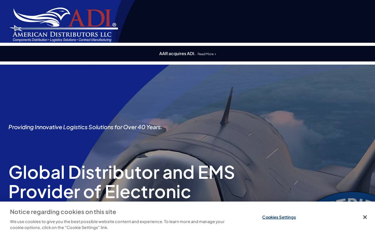 American Distributors Holding website preview