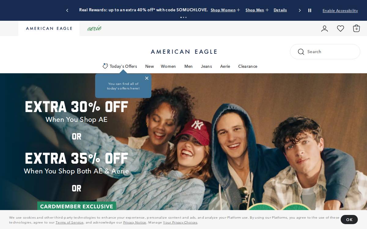 American Eagle Outfitters website preview