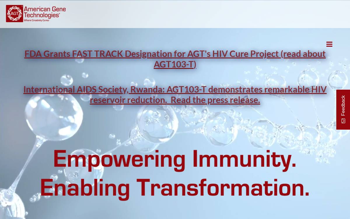 American Gene Technologies website preview