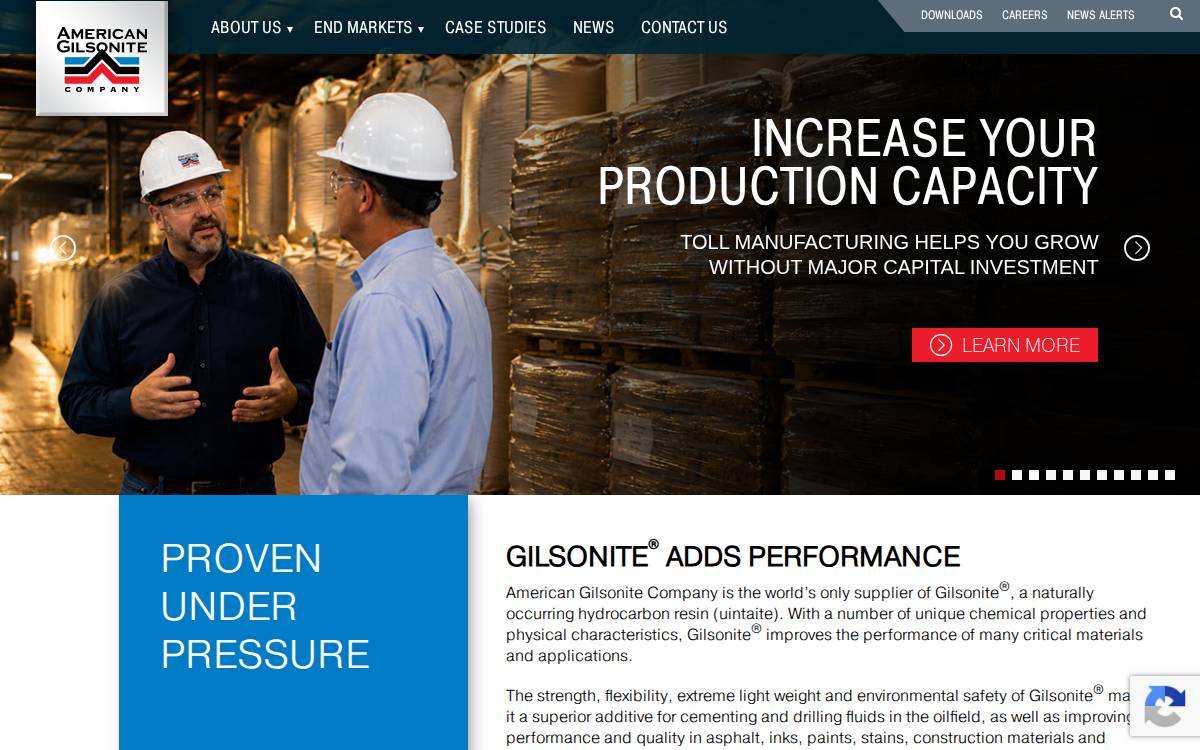 American Gilsonite website preview