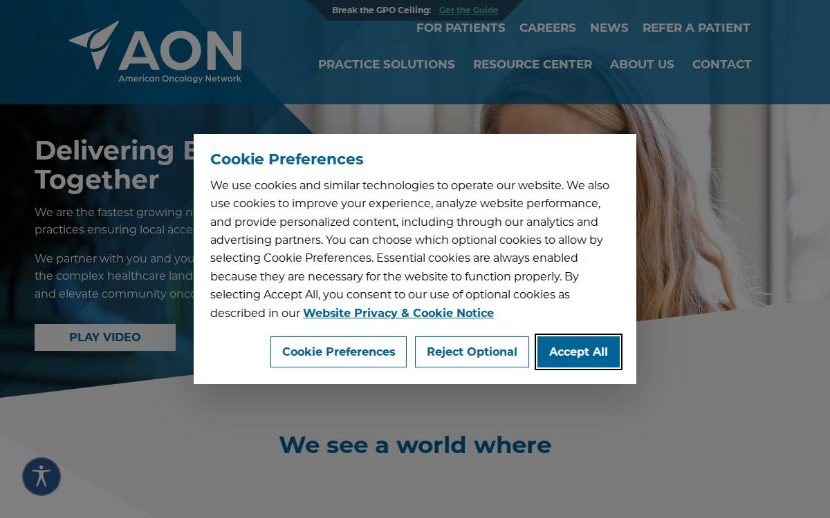 American Oncology Network website preview