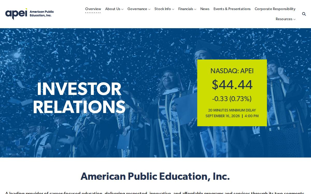 American Public Education website preview
