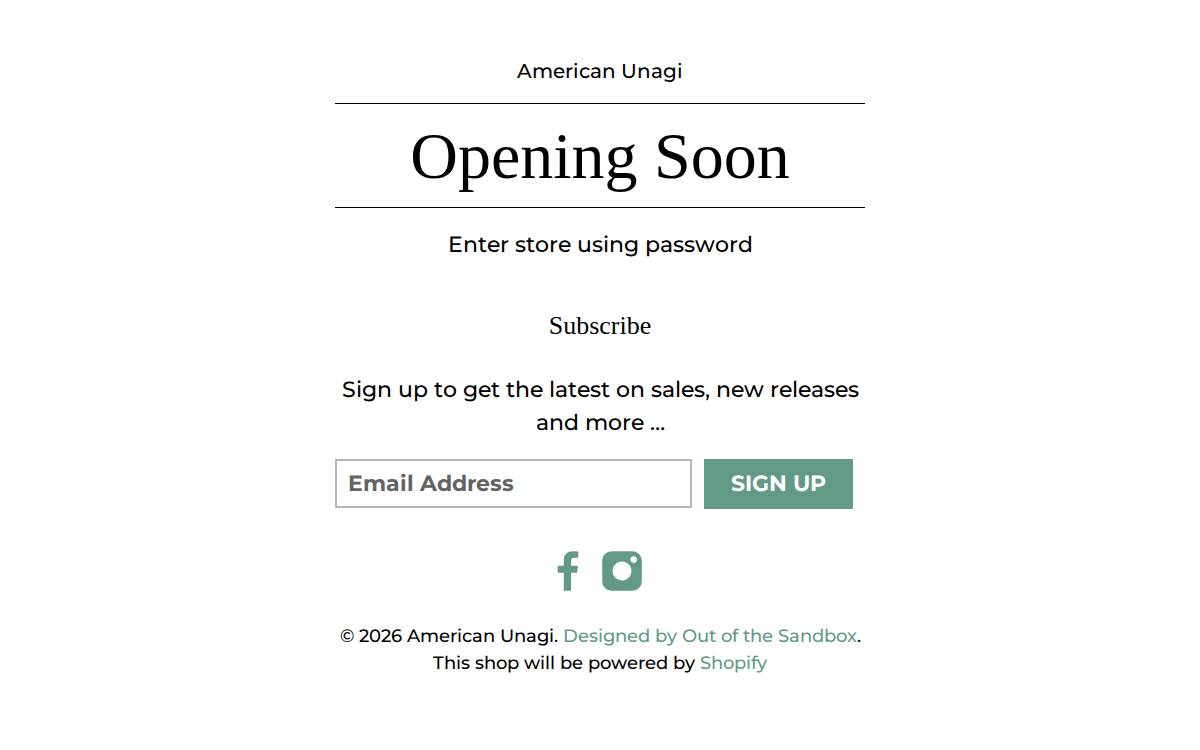 American Unagi website preview