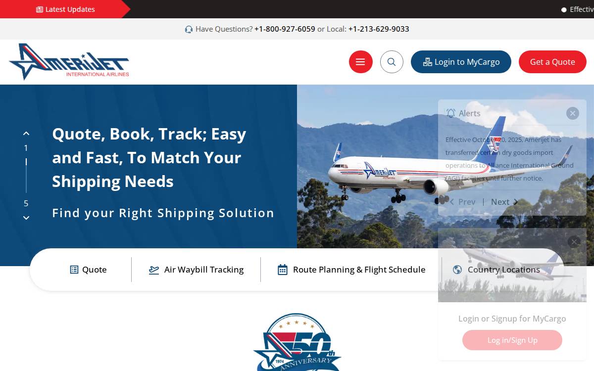 Amerijet International website preview