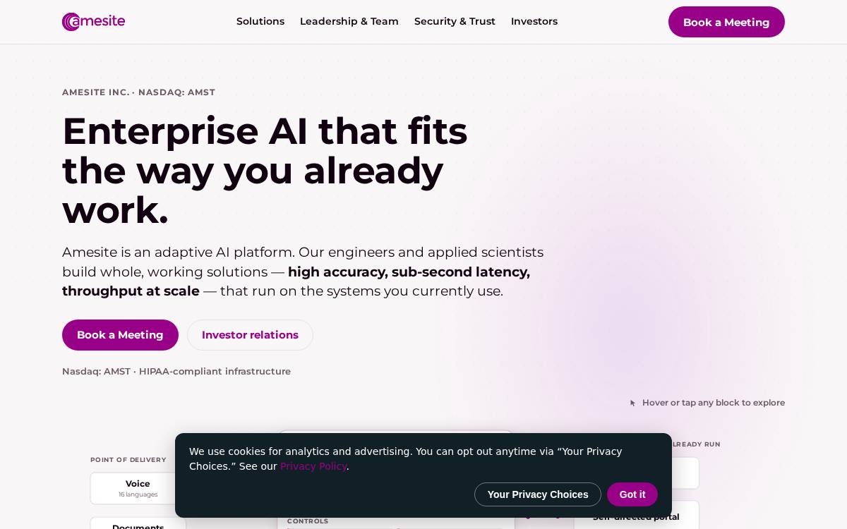 Amesite website preview