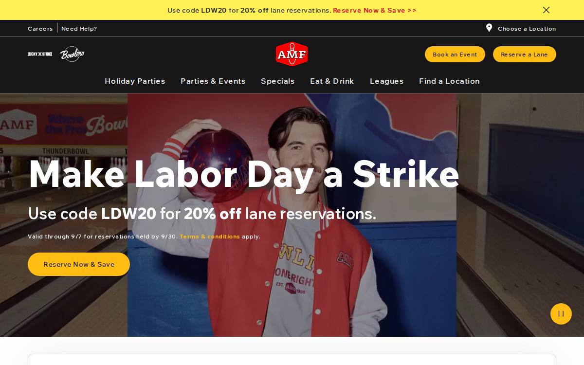 AMF Bowling website preview