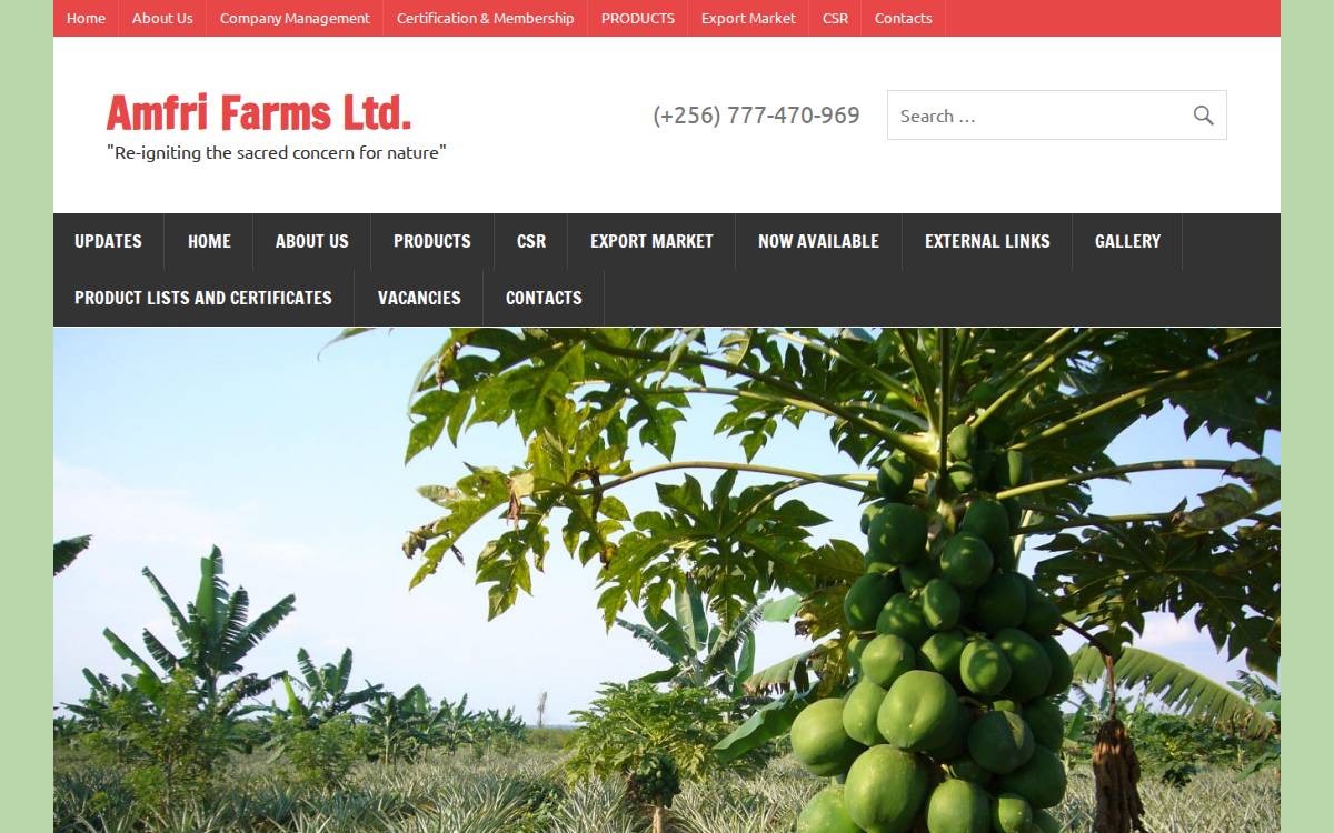 AMFRI Farms website preview