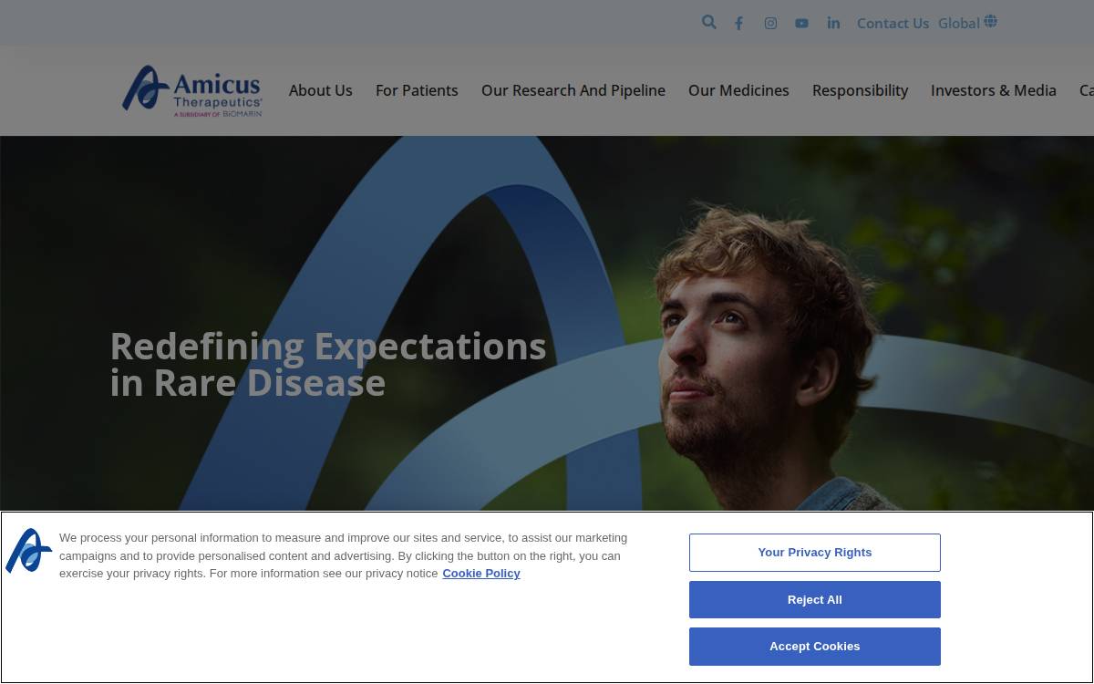 Amicus Therapeutics website preview