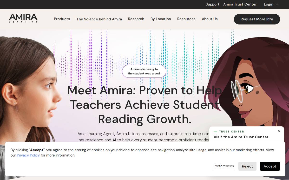 Amira Learning website preview