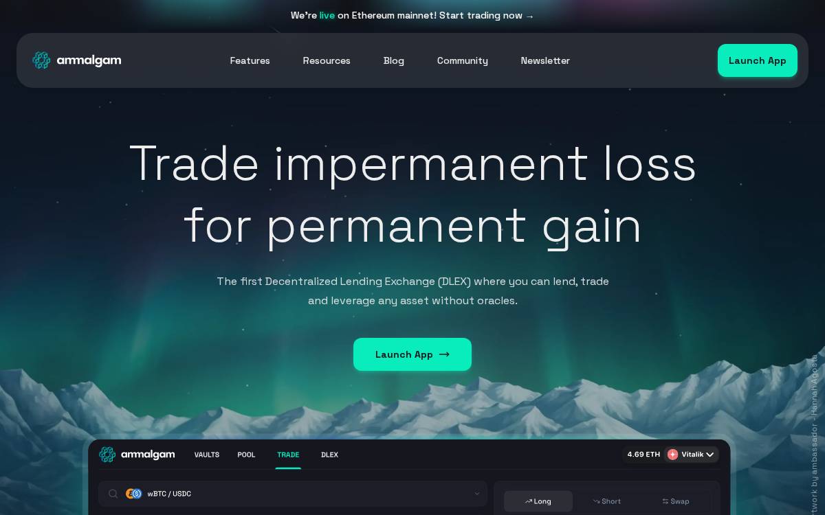 Ammalgam DeFi website preview