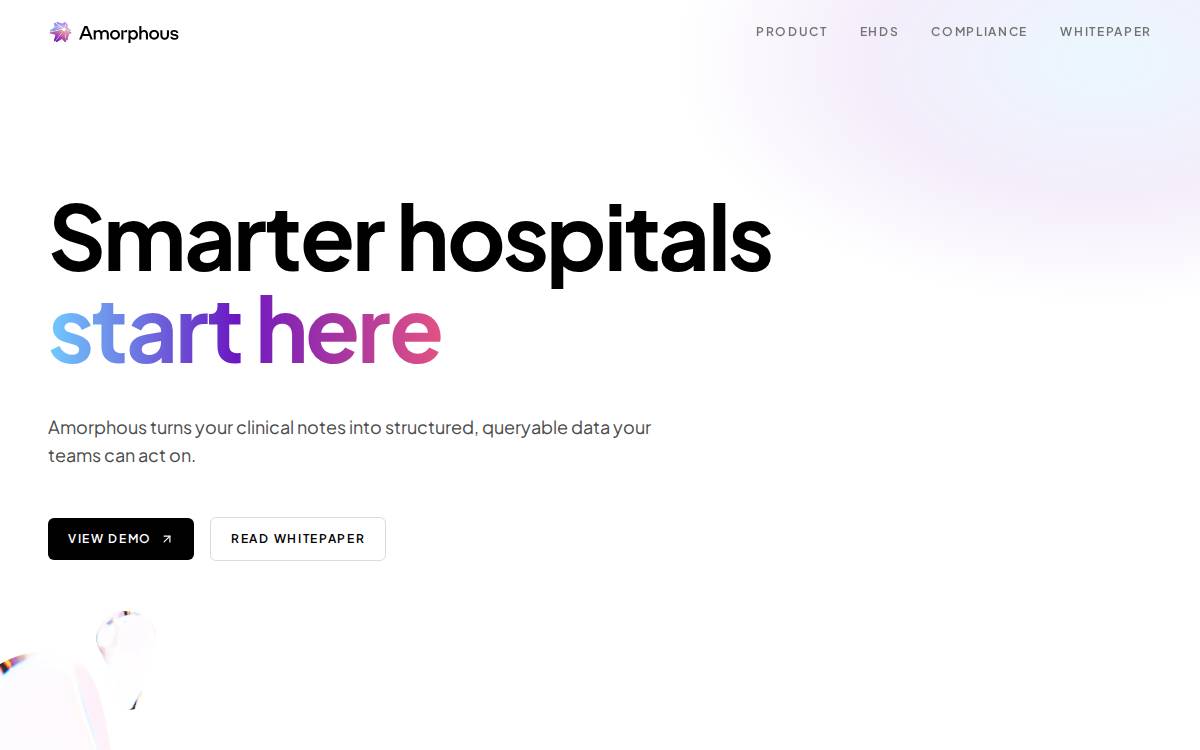 Amorphous AI website preview