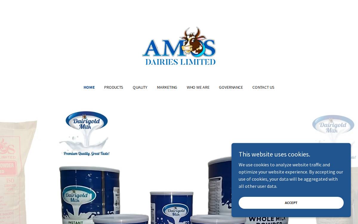 Amos Dairies Limited website preview